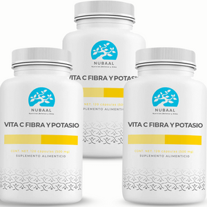 Kit 3 botes Vitamina C con Fibra y Potasio (300g de vitamina C por cápsula)