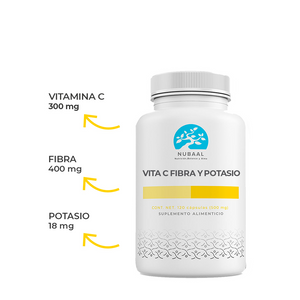 Vitamina C con Fibra y Potasio (300g de vitamina C por cápsula)